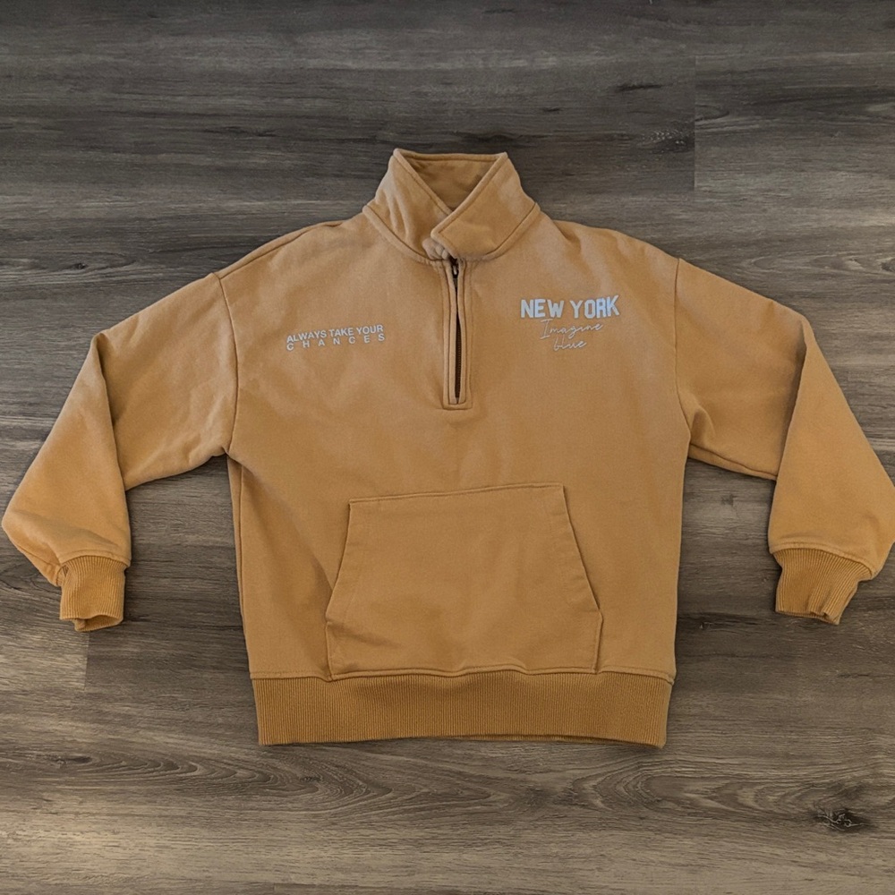 Zara New York 1/4 Zip-Up Sweater Camel size 11-12